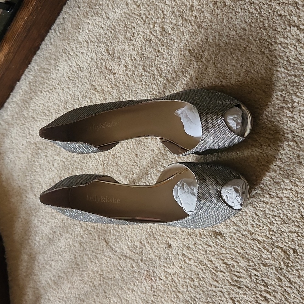 Kelly & Katie Silver Chain Glitter Heels
